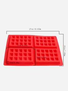1 件硅胶华夫饼模具 4 腔华夫饼模具硅胶华夫饼机烤盘模具适用于华夫饼蛋糕巧克力工艺糖果肥皂烘焙，方形 - 紅色 - 查看 2