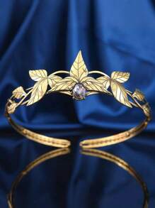 Diadema estilo barroco y retro de diosa griega, corona de boda con rhinestones, aro para el cabello de hoja de aleación, accesorios para el cabello con cristales, disfraz de fiesta y festival, tocado de Halloween