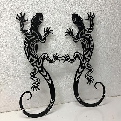 Metal Hollow Carved Frosted Black Gecko Wall Decoration Art, Suitable For Living Room, Room, Corridor, So Wall Decor And Embellishment, Holiday Gift