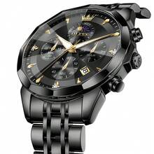 OLEVS. OLEVS Watches For Men Business Dress Luxury Casual Chronograph Multifunction Analog Quartz Stainless Steel Waterproof Luminous Moon Phase Date Men Wrist Watches Reloj Para Hombre - 全黑 - 查看 9