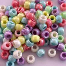 100pcs/Pack Assorted Shiny Colored Large Hole Pony Beads, Random Colors, Great For Braids