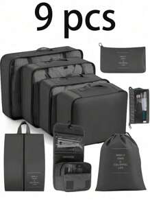 10-1 pièce Sacs de rangement pour voyage d'été, sacs cosmétiques portables imperméables, sacs de toilette multifonctions, sacs de rangement pour vêtements grande capacité, sacs de rangement polyvalents, sacs à main, sacs à chaussures, sacs de plein air, sacs de compression, sacs organisateurs de maquillage