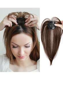 1 Stück zwei BB Clip gerade Pony Haarverlängerung, natürliches unsichtbares Kopfschwung-Stil, hitzebeständige synthetische Fasern, geeignet für den täglichen Gebrauch von Frauen