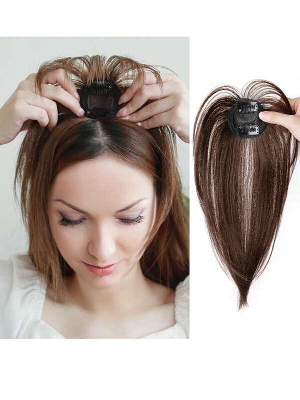 1 Stück zwei BB Clip gerade Pony Haarverlängerung, natürliches unsichtbares Kopfschwung-Stil, hitzebeständige synthetische Fasern, geeignet für den täglichen Gebrauch von Frauen