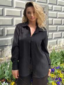 Jeta Ari Women's Button-Up Casual Loose Comfortable Elegant Long Sleeve Blouse,Long Sleeve Tops - Black - View 4