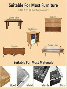 4/16 piezas Almohadillas transparentes de PVC anti-colisión, protectores de bordes para escritorio, estantería, alféizar de ventana, cubierta protectora de silicona transparente suave, cojín minimalista moderno para el hogar - Multicolor - Ver 5