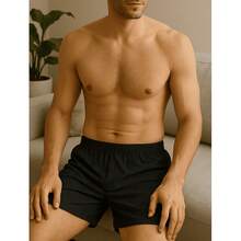 Kit 5 Men's  Canção Underwear - Comfortable And Cool Sleep Shorts, Casual Pajama Style, Breathable, Simple, Mid-Rise - 彩色 - 查看 6