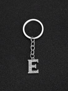 1 pieza Llavero elegante y de moda con la forma de la letra del alfabeto inglés en miniatura, incrustado con cristales de rhinestones transparentes, adecuado para hombres y mujeres, llaves de carro, decoración de bolsos y regalo