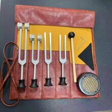 Transboundary Ear Acupuncture Tuning Fork Professional Healing Tuning Fork Training Set - 128Hz, 256Hz, 432Hz, 528Hz - Body Weighted Forks For Yoga And Meditation - Frequency Relaxation Device 3-Piece Set With Leather Bag
