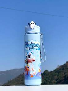 1pc Cute Cartoon Unicorn Water Bottle - 800ml Capacity, Straw Cup, With Carrying Strap, Leak-Proof, Shockproof, Portable - Suitable For Travel, Outdoor Activities, Student Use - Ideal For Valentine's Day, Mother's Day, Thanksgiving, Christmas And New Year Gifts - Multicolor - View 12