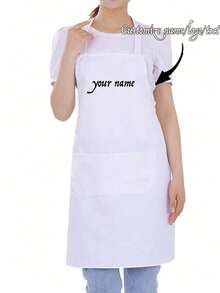 Custom Apron With Text And Personalized Photo, Waterproof Kitchen Cooking Apron, Customized Logo Chef Apron, Gift For Birthdays, Anniversaries, Weddings, Ideal Gift For Women, Men, Mom, Dad, Husband, Housewarming Gift - Multicolor - View 5