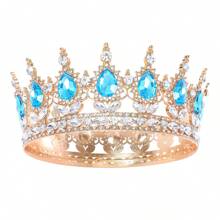 1pc Elegant Baroque Style Diamond Tiara, Luxury Princess Bridal Crown, Shining Round Headpiece For Women, Exquisite Wedding Hair Accessories, Not Washable, Special Occasion Jewelry
