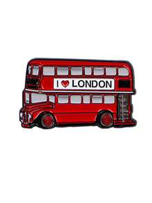 1PC Bus Pattern Enamel Pin Cartoon Brooch Pines Lapel Pins Badge On Backpack Clothing Accessories Fashion Jewelry Friends Gifts - Red - View 13