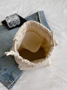 Mini Vintage Drawstring Bucket Bag, Retro Crossbody Bag, Women's Grunge Shoulder Purse & Handbag