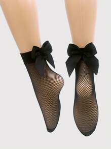 4 paires de chaussettes noires à motif papillon en maille transparente pour femmes - chaussettes courtes élastiques, chaussettes mode unicolores convenant aussi bien à une tenue décontractée que formelle, design novateur, accessoire élégant, confortable et agréable pour la peau