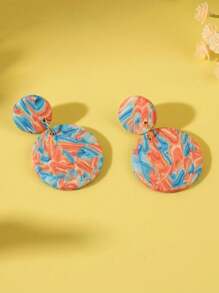 Pendientes de arcilla polimérica colgantes hechos a mano con diseños redondos y estampados coloridos, para mujer, ideales como joyas y regalos para fiestas