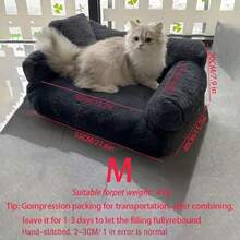 Sofá para mascotas, apto para todo el año, cama para perros y gatos con funda extraíble y lavable - Gris - Ver 4