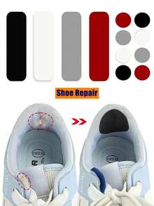 8 piezas/Set Parche de reparación de forro de zapatos, parche autoadhesivo resistente al desgaste para talón de zapatos deportivos, adecuado para reparar diversos daños en zapatos, lavable sin dañar los zapatos - 4 piezas largas + 2 piezas redondas - Ver 2