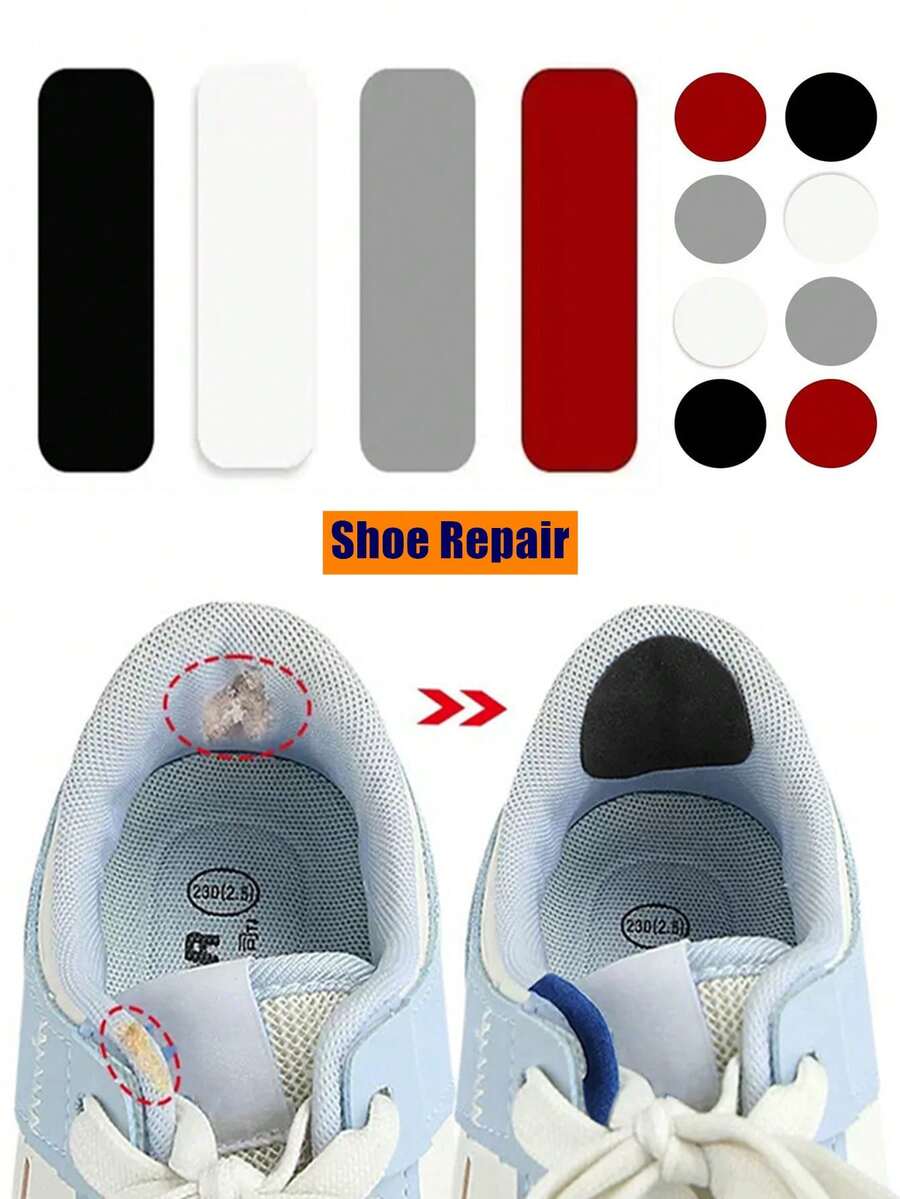 8 piezas/Set Parche de reparación de forro de zapatos, parche autoadhesivo resistente al desgaste para talón de zapatos deportivos, adecuado para reparar diversos daños en zapatos, lavable sin dañar los zapatos