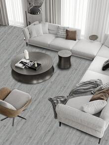 1 Roll 40cm (15.7in) Wide Light Gray Wood Grain Self-Adhesive Floor Sticker, Waterproof Moisture-Proof Anti-Slip Vinyl Floor Decal, Removable For Bathroom Kitchen Living Room Home Decor - A - View 4