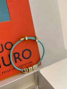 Pulseira de dados com letras do alfabeto personalizável, 1 peça, nome personalizado retrô, pulseira inicial de aço inoxidável MAMA, presente ideal para namorada, mãe, família, amiga, filha, aniversário, dia dos namorados, dia das mães, aniversário, formatura, uso diário, casamento, festa
