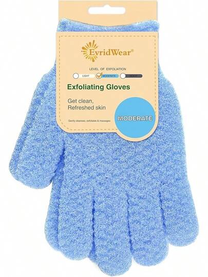 EvridWear Exfoliating Dual Texture Bath Gloves Shower, Spa, Massage And Body Scrubs, Dead Skin Cell Remover, Gloves With Hanging Loop (1 Pair Heavy)