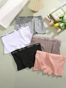 8pcs Women's Multi-Color Cotton Letter Webbing Fashion Comfortable Breathable Hip Wrapping Low Waisted Boxer Briefs - Nhiều màu - Xem 8