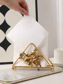 1pc European Simple Elegant Iron Art Butterfly & Flower Stainless Steel Home Paper Towel Holder Decor, Suitable For Restaurant, Coffee Table Home Decor, Great For Ceremony & Wedding Decoration, Perfect Holiday Gift For Hotel Or Cafe Paper Napkin Dispenser