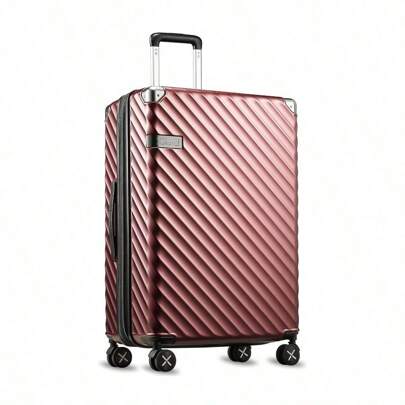 1pc Luggage With Spinner Wheels, Polycarbonate Expandable Hard Shell Suitcase, Checked Large 27 Inch, Cherry