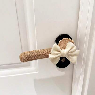 1 Pair Of Bohemian Style Faux Pearl Bow Door Handle Protective Cover Girly Bedroom Door And Window Anti-Bump Knitted Handle Cover, Anti-Static, Anti-Bump, Bathroom, Bedroom, Balcony, Kitchen, Windowsill,Cute Stuff