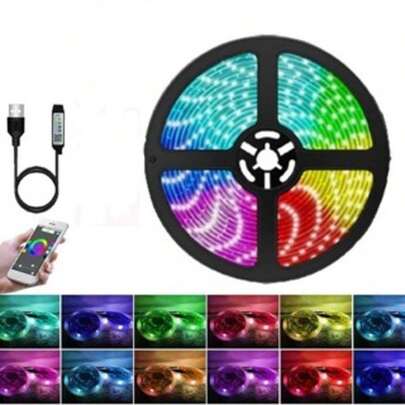 Fita Led 5050 Rgb 5M 5v Usb Para Tv Pc Carro Com Controle Remoto Universal