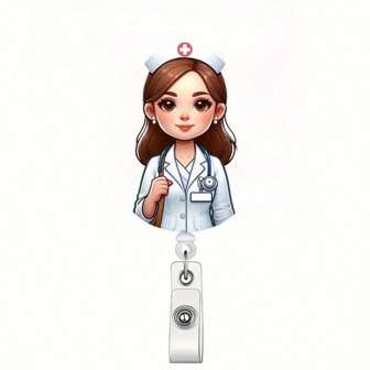 1 pieza Carrete retráctil para tarjeta de identificación de enfermera con soporte, para etiqueta de nombre de enfermera, médico, RN, LPN, asistente médico, clip de color aleatorio