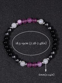 YAUKIA Bracelet de perles de 6 mm en pierre de lune spodumène tourmaline noire hématite. Bijou en pierres naturelles pour guérison émotionnelle, méditation, nouveaux départs et bonne chance. Cadeau pour femmes et hommes.