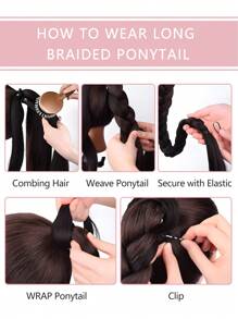 Long Braided Ponytail Extension With Hair Tie Straight Wrap Around Hair Extensions Ponytail Natural Soft Synthetic Hair Piece For Women Daily Wear