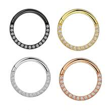 1 pièce Anneau de nez en acier inoxydable avec zirconium cubique, bijou de piercing anneau de nez sans couture fermé