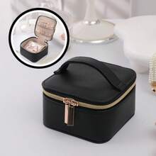 1pc Portable Multi-Functional Jewelry Box With Storage Bag, PU Leather Jewelry Ring Box Necklace Box Jewelry Box Oxidation Proof Birthday Gift, Super Large Capacity Jewelry Box For Earrings, Rings, Bracelets, Necklaces, Hair Accessories, Suitable As Gift For Girlfriends, Friends, Girls For Holiday Or Birthday Summer Goods For Women Storage Organizer Gift Back To School