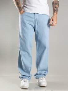 Kit 2 Men's Baggy Jeans Casual Hiphop Streetwear Stylish Skate Baggy Cotton