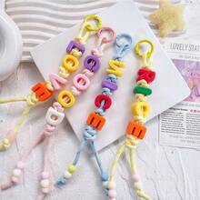 1pc Customized Colorful Braided Bag Charm Name Key Chain Acrylic Letter/Number Beads Gift For Family, Cute, Kawaii, Y2K, Personalized, Unique, Friends, Girlfriend, Anniversaries, Birthdays, Vacation, Travel, Maximalist, Backpack Accessory, Aesthetic - Multicolor - View 10