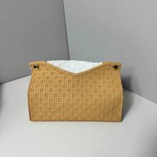 1pc Conjunto de porta-toalhas de rosto com padrão de tecido em relevo de cor sólida, suporte de tecido composto grosso para mesa, suporte para lenços de papel para escritório, sala de jantar, bar, sala de estar ou quarto