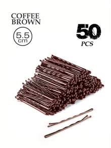 150/100/50 Stück schwarze Metall-Haarspangen in Wellenform, solide und lässig, rutschfeste Haarclips für Frauen und Mädchen, für alle Haartypen, geeignet für den täglichen Gebrauch und Haarstyling, Schulsachen, Haarzubehör, Kopfzubehör, Haarnadel, Reisen, Geburtstag - Kaffeebraun - Übersicht 17