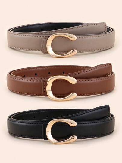 Letter Decoration Alloy Buckle Women's Casual Commuter & Streetwear Fashion Versatile Belt Summer, School Fall, Autumn, Halloween