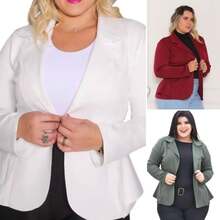 Kit 3 Short Blazer For Women Neoprene With Ruffle Cold Coat