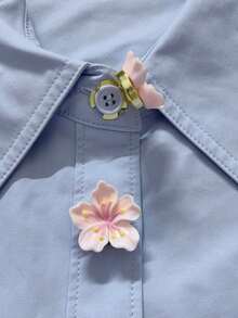 2 件衬衫纽扣套花朵袖扣套花朵袖扣夹纽扣适用于礼服婚礼礼服装饰纽扣服装配饰礼品 - 花 - 查看 3