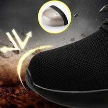 Men Heavy Duty Steel Toe Work Boots Fire Resistant Safety Shoes Anti Puncture Anti Impact Protective Footwear For Construction - 黑色 - 查看 5