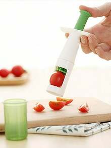 1/2个手动葡萄切片器 - 创意厨房水果工具，非电动塑料手持式水果切割器 - 彩色 - 查看 3