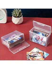 1pc Transparent Plastic Playing Card Storage Box, Card Container, Jewelry And Small Item Organizer Box, Suitable For Poker, Bridge, Standard Cards - Random Color