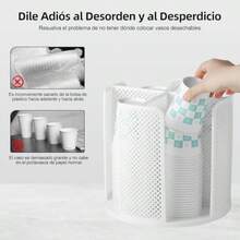 MTQ Dispensador de Vasos Dispensador de Vasos de Papel Giratorio Organizador de Vasos con 4 Compartimentos Especiero Organizador de Cocina Giratorio 360º para el Hogar Cocina Oficina Bar - blanco - Ver 3