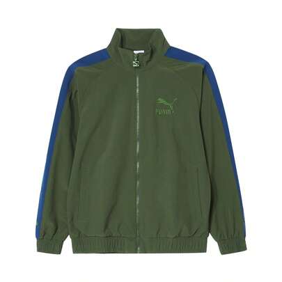 Puma Retro Logo Print Color Block Stand Collar Jacket, Unisex