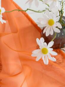 1 件优雅透明橙色欧根纱半透明杆袋窗帘，现代家居装饰，适用于卧室、客厅、厨房、浴室、多功能房间装饰