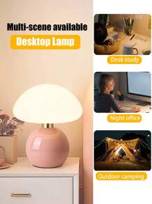 1 PC LED Portable Mushroom Decorative Lamp With USB Plug, Push Button Switch, Three Colours Changing Light, Reading Desktop Table Lamp, Outdoor Camping Night Light, Suitable For Dining Room, Bedroom, Living Room, Office Home Decoration, Holiday Gift For Friends